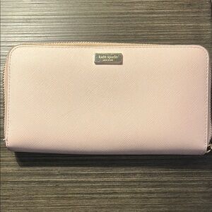 Kate Spade Pink Leather Wallet with Zip-Around Closure